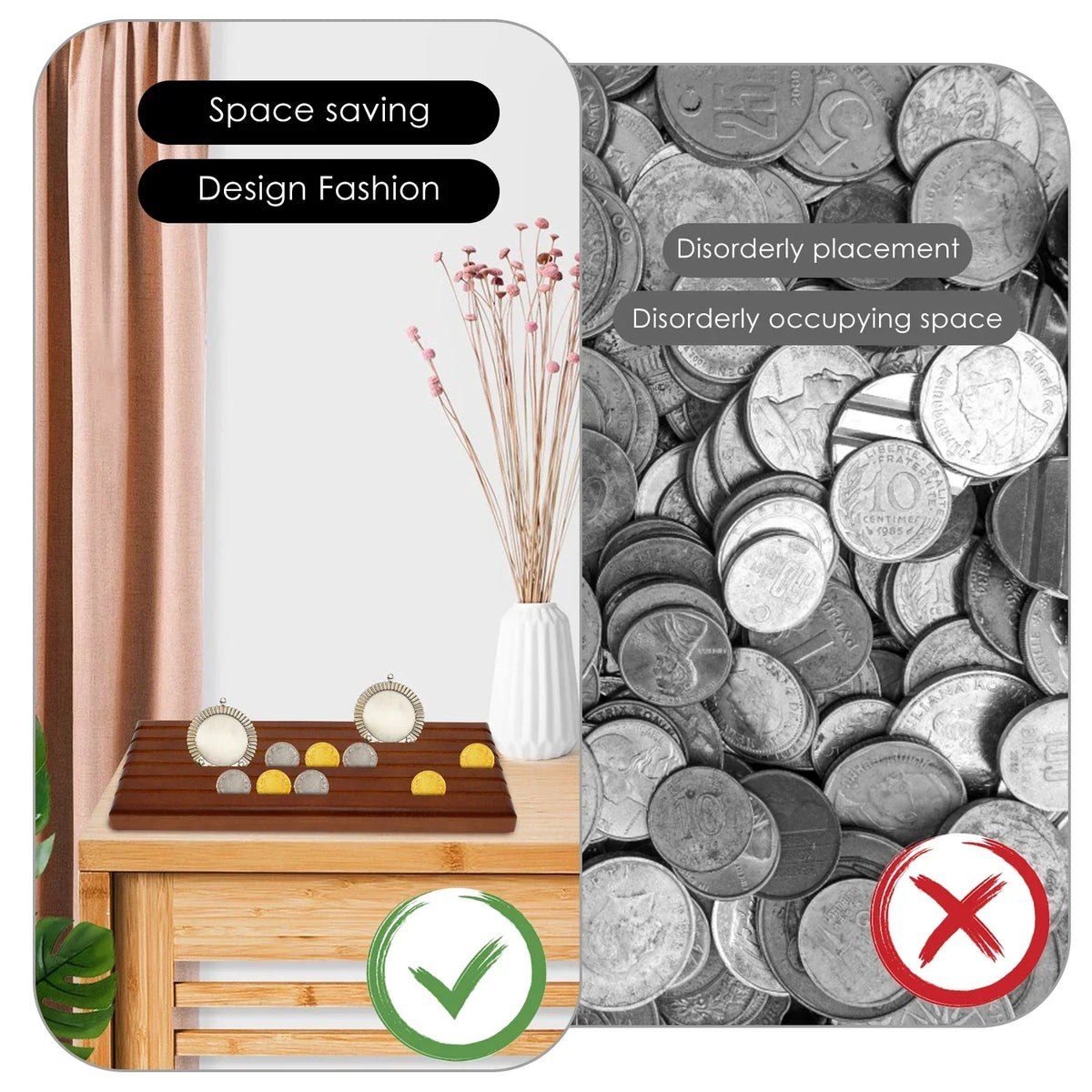 6-Row Wooden Challenge Coin Display Case – 40+ Coin Holder