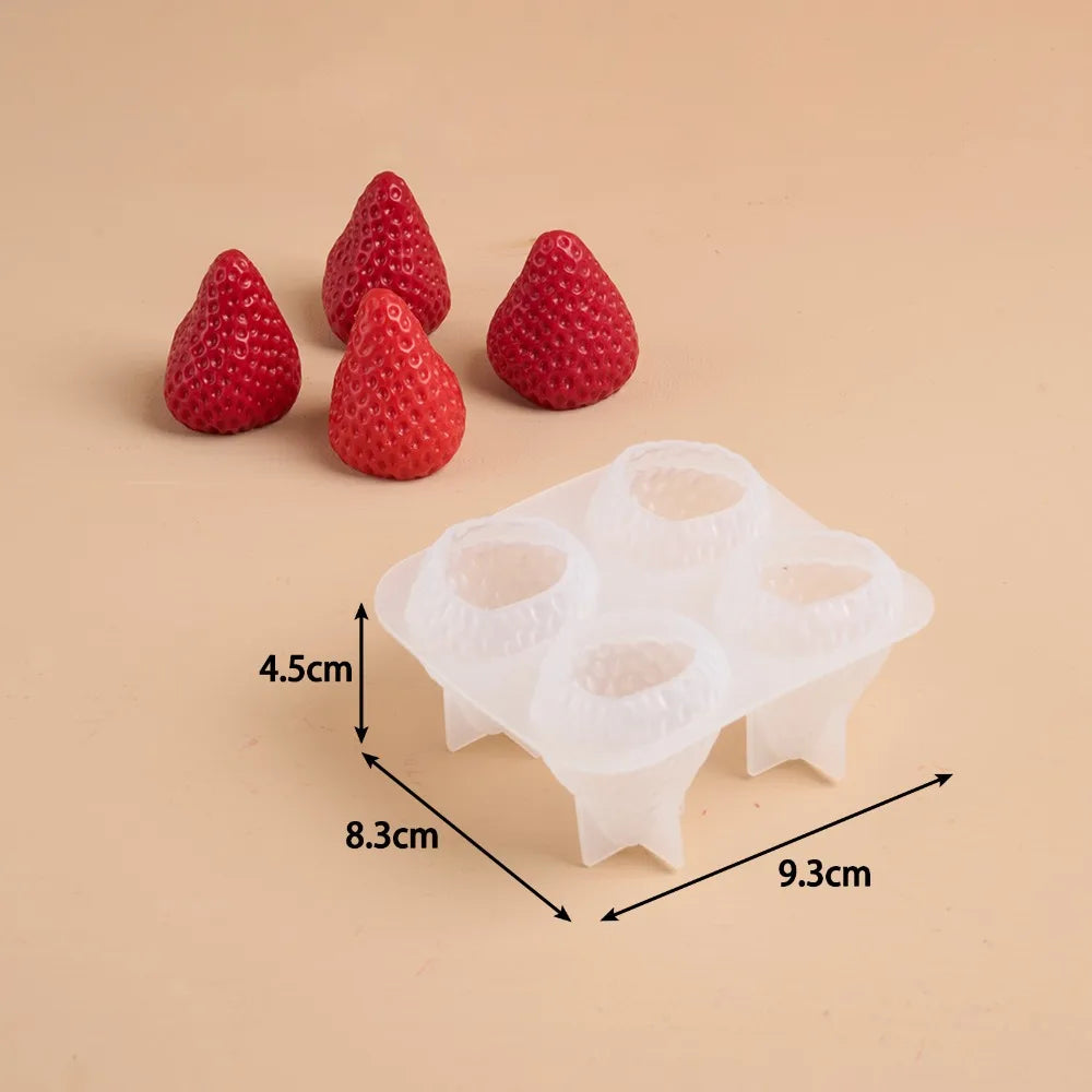 Silicone 3D Strawberry Mold – Candle Resin & Gypsum Casting