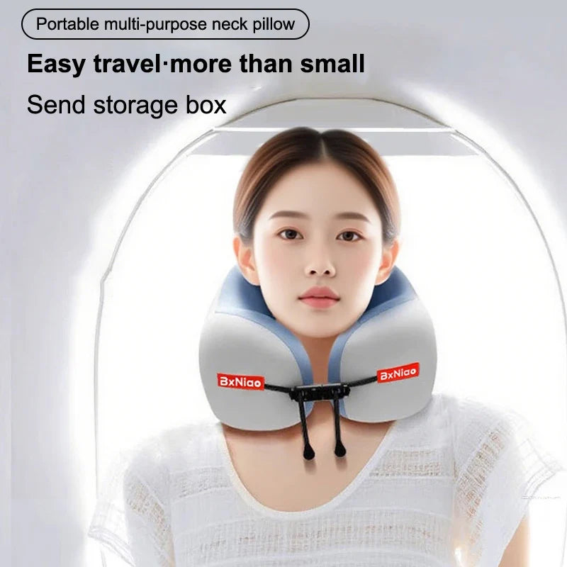 Memory Foam U-Shaped Travel Neck Pillow – Washable & Portable