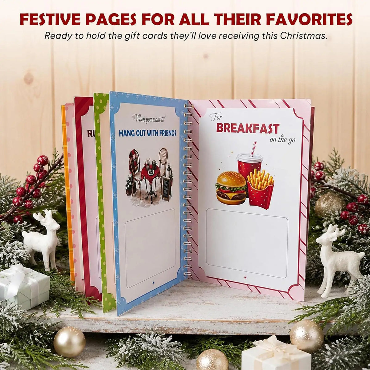 Christmas Gift Card Holder Book | Spiral-Bound Festive Booklet