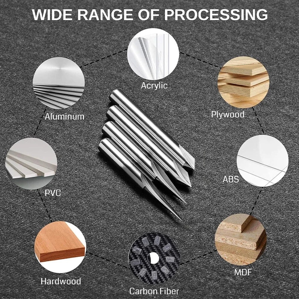 V-Shape CNC Engraving Bit Set – Wood, Acrylic, MDF Router Bits