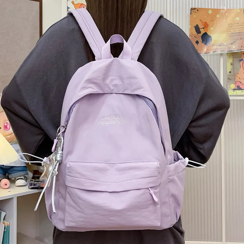Nixie Women's Lightweight Solid Color Nylon School Backpack