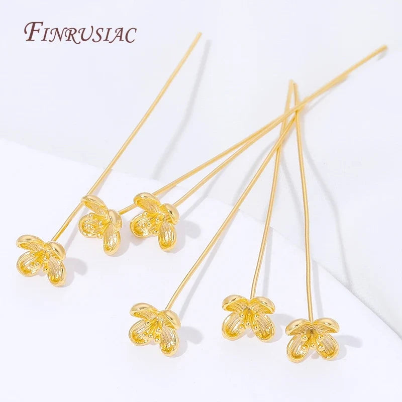 18K Gold Plated Flower Head Pins – DIY Jewelry Making Findings