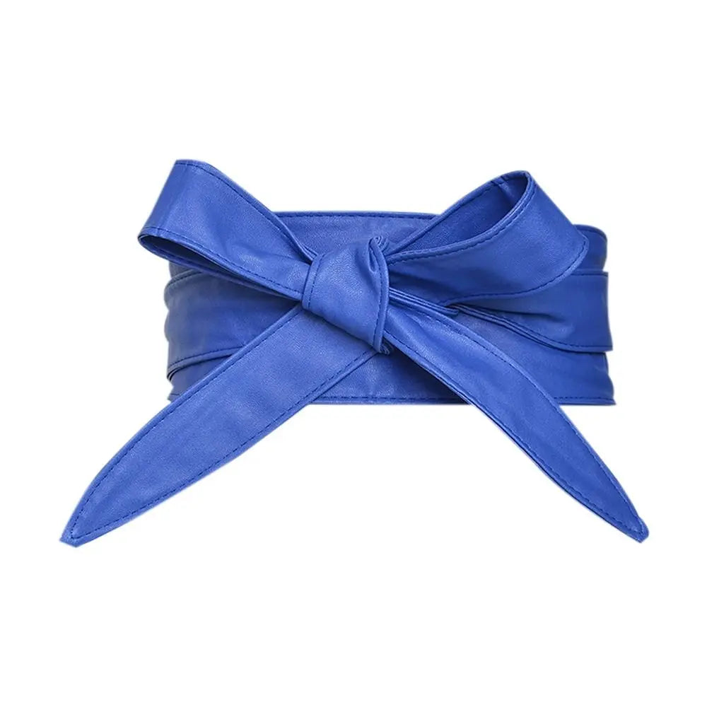Women's Wide Bowknot Belt – PU Leather Lace-Up Waist Cincher