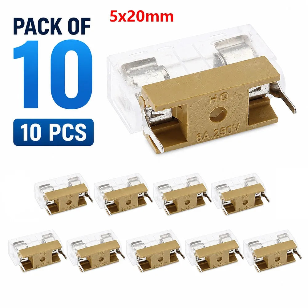 10Pcs Glass Tube Fuse Holder 5x20mm 6x30mm AC250V Panel Mount