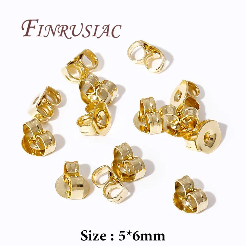 50-Pack 14K Gold Plated Earring Backs – Stud Locking Stoppers