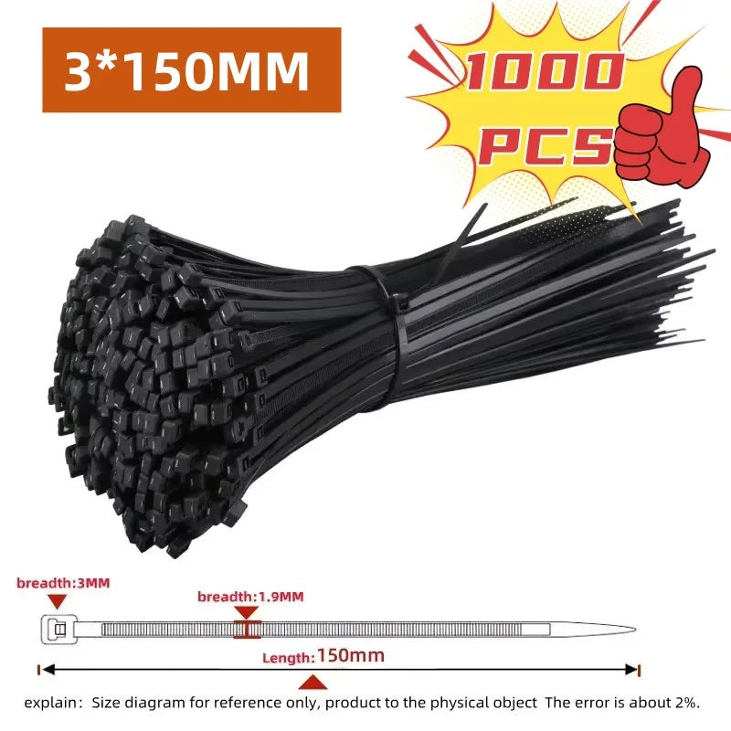 Nylon Cable Zip Ties Self-Locking – 100 or 1000 Pack