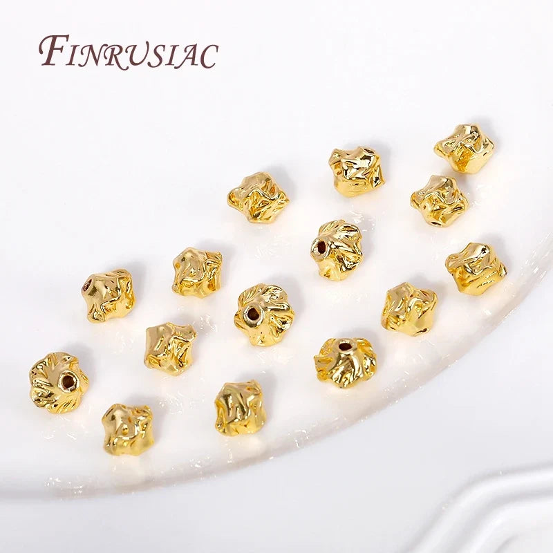 18K Gold Plated Flower Spacer Beads | Brass DIY Jewelry Making