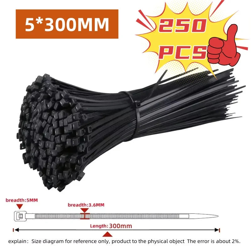 Nylon Cable Zip Ties Self-Locking – 100 or 1000 Pack