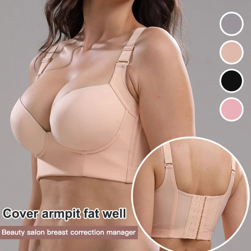 Women's Wireless Full Cup Push Up Bra – 7-Row Hook Support