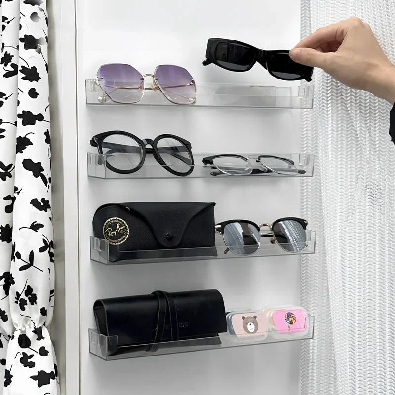 Transparent Wall Mounted Display Rack | Cosmetic & Sunglasses Organizer