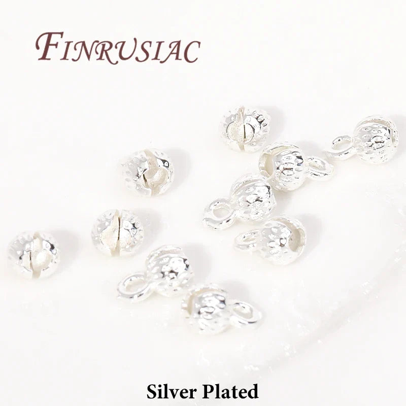 18K Gold Plated Brass Cord Ends 4/5.5mm Clam Shell Crimp Bead Tips