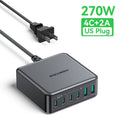 Rocoren 200W GaN Charger 6-Port USB-C PD Fast Charging Station