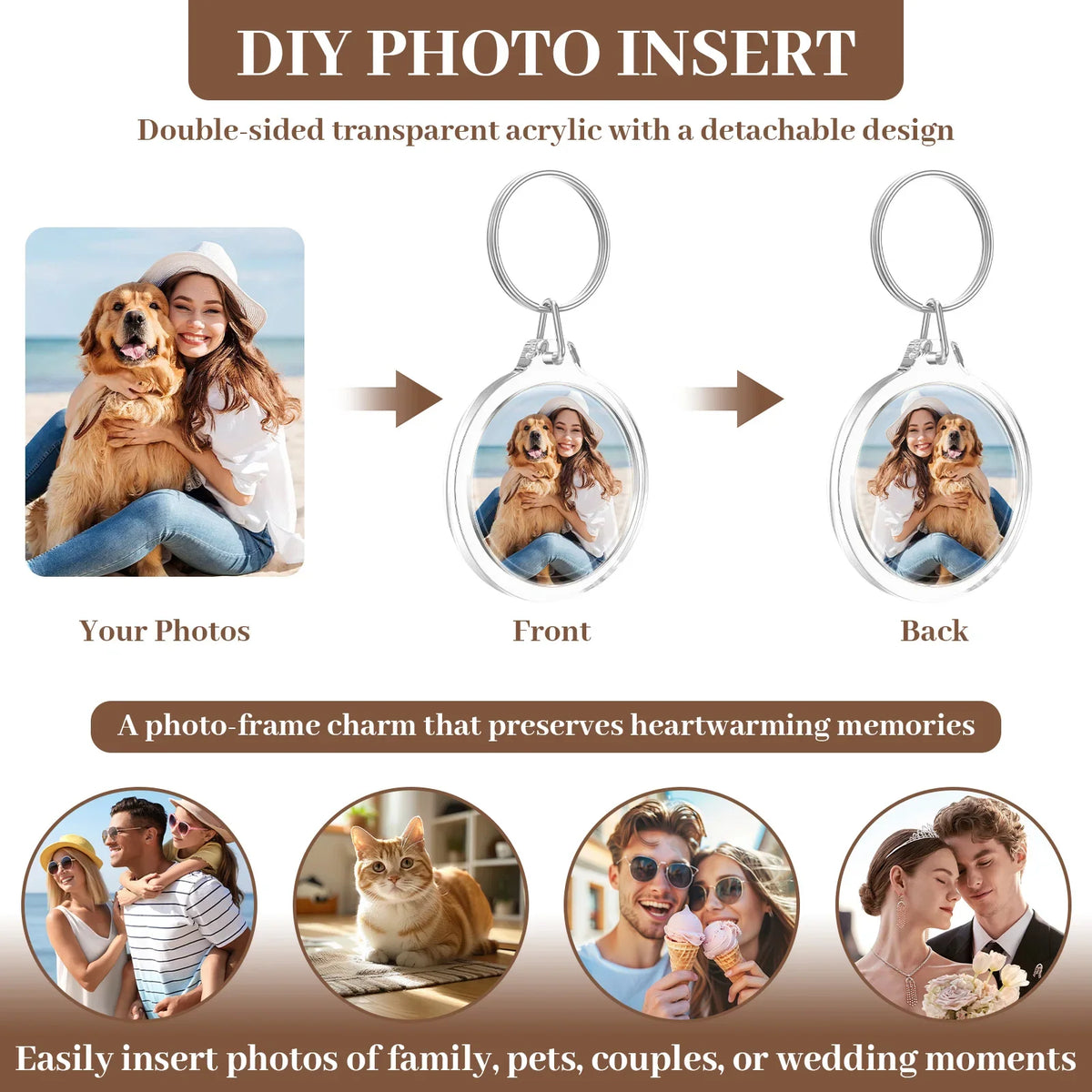 60/100 Pcs DIY Acrylic Photo Keychain Set – Double Sided