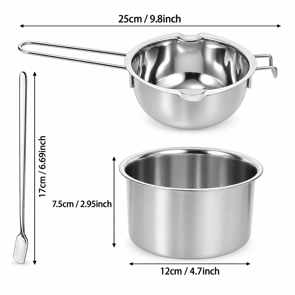 3-Piece Stainless Steel Double Boiler Melting Pot Set