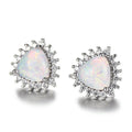 Women's Silver Simulated Opal Stud Earrings | Bridal Gift