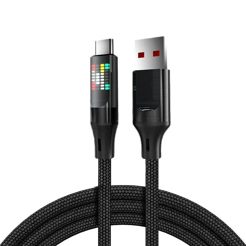 120W 6A USB-A to USB-C Fast Charging Cable | LED Display