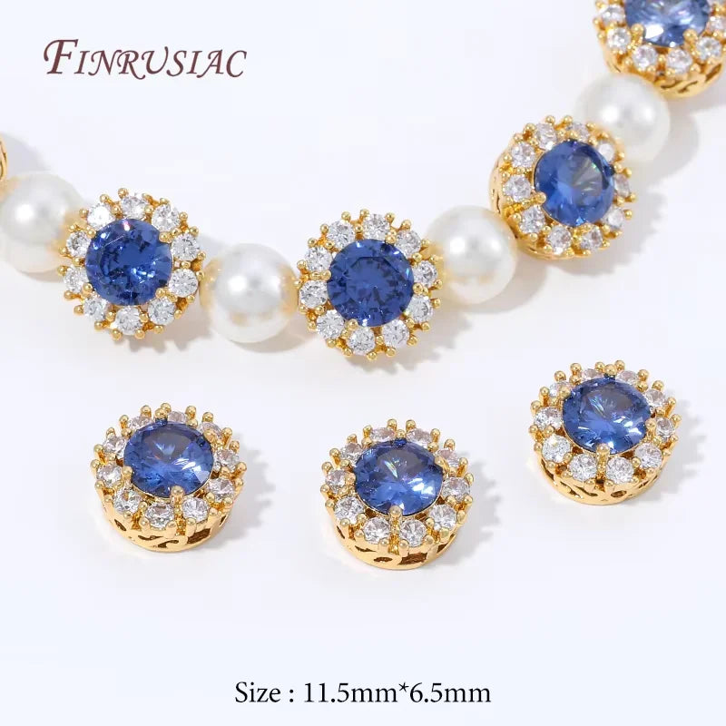 18K Gold Plated Zircon Flower Beads – DIY Jewelry Making