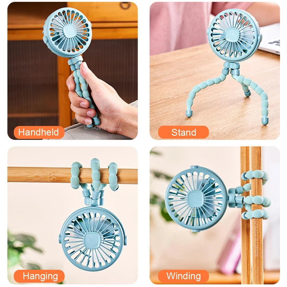 Raugee Portable Clip Fan – 360° USB Rechargeable Mini Fan