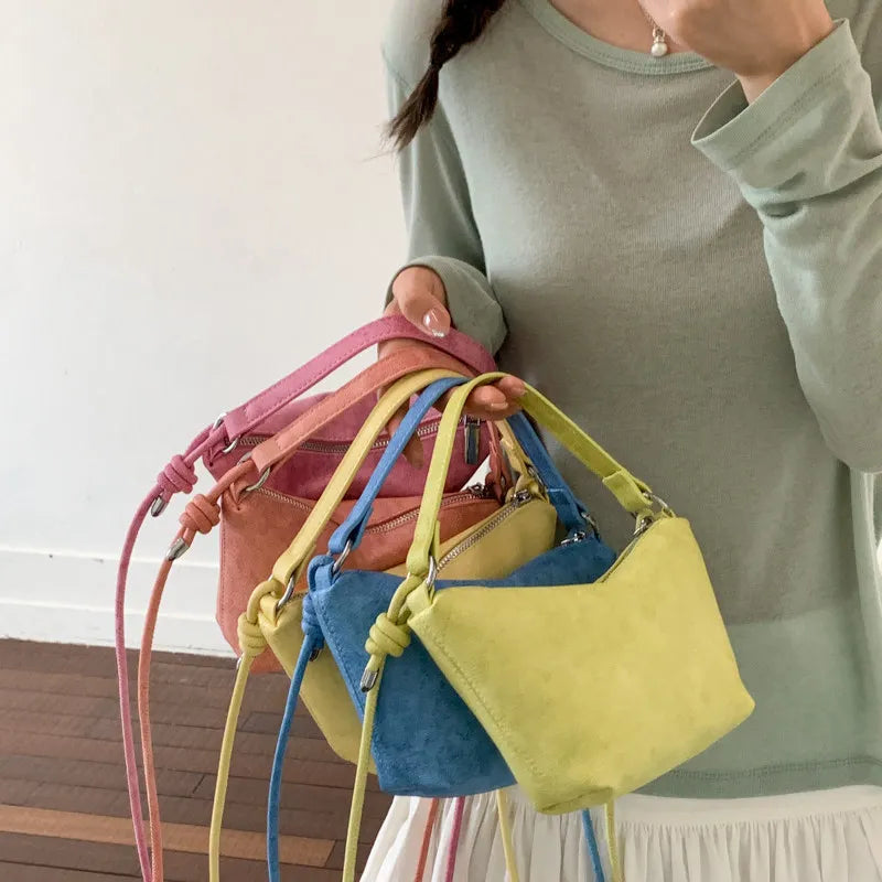 Nixie Vintage Suede Dumpling Crossbody Bag | Korean Style