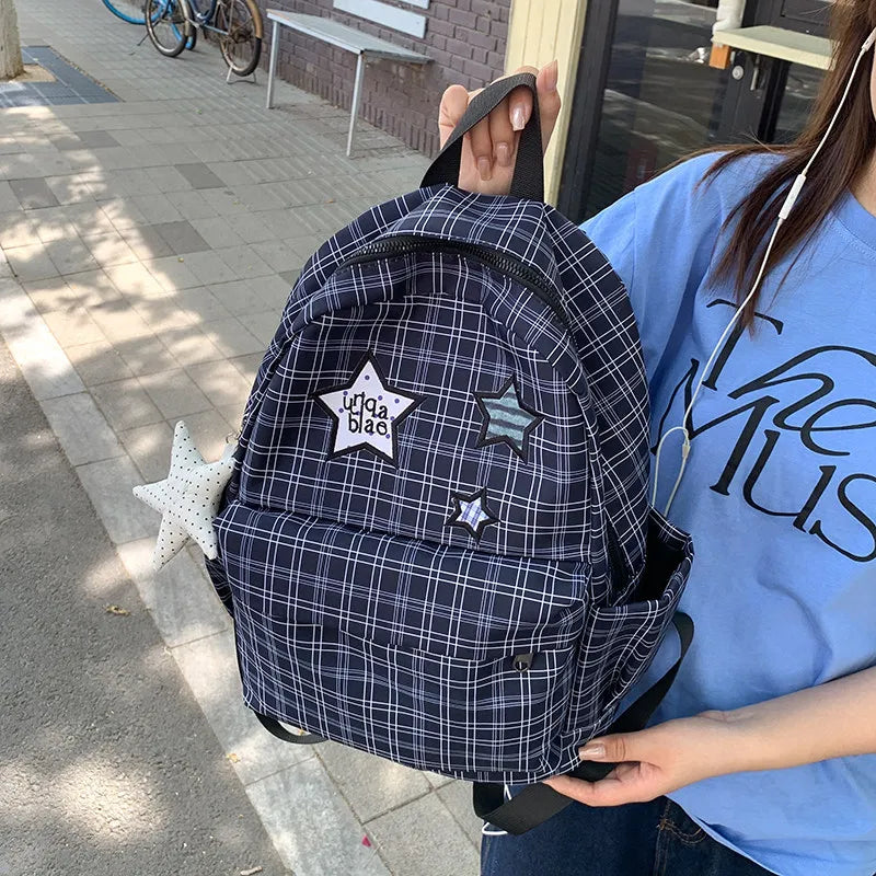Korean Star Polka Dot Backpack – Large Capacity Nylon Bag