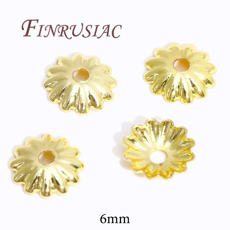 18K/14K Gold Plated Flower Bead Caps – DIY Jewelry Spacers