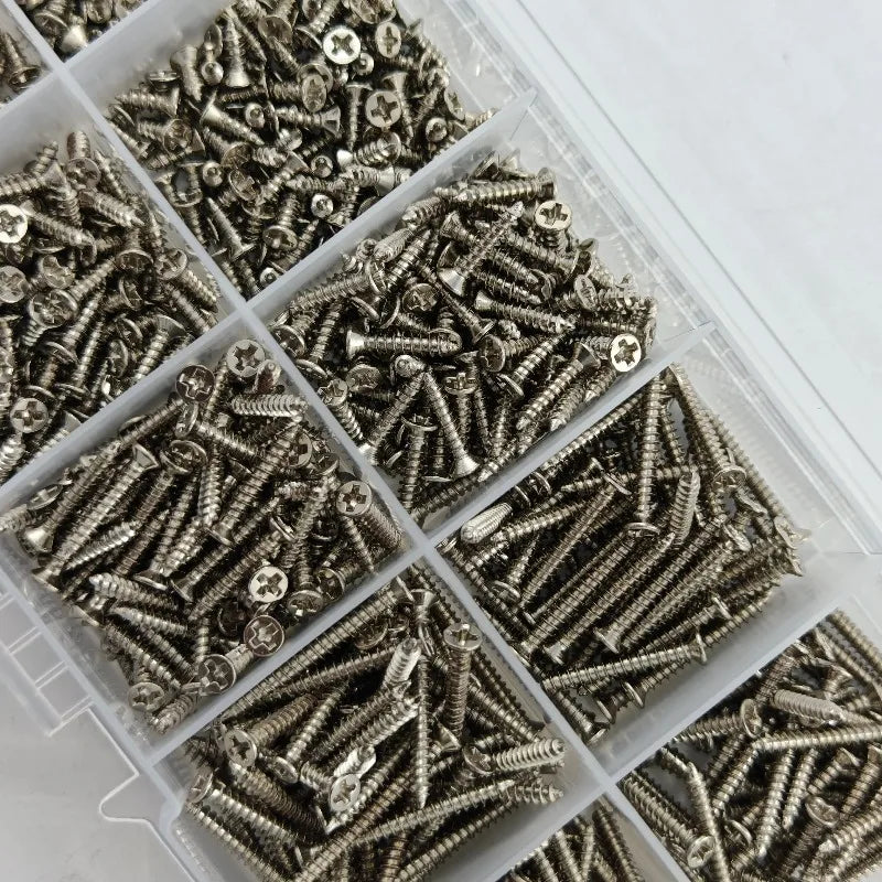 560-Piece M2 Self-Tapping Wood Screw Set – 8 Sizes Kit