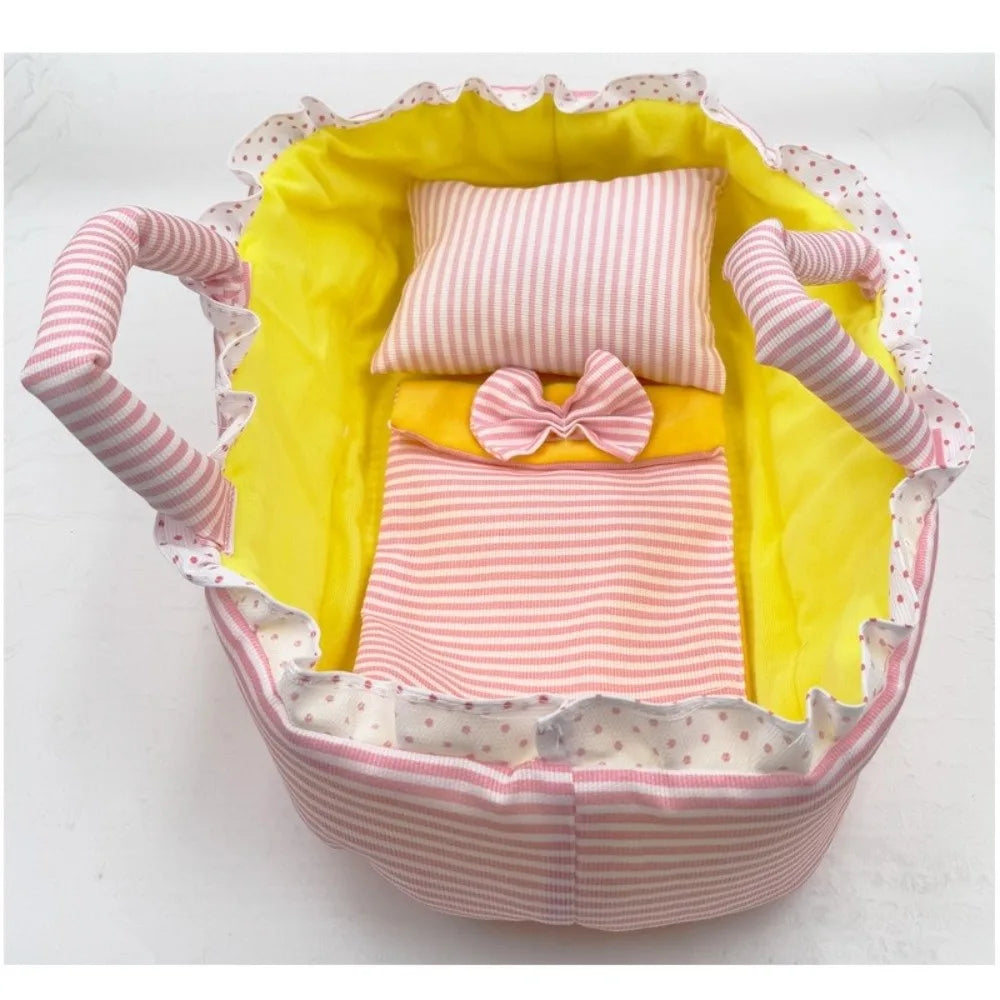 Pink Gingham Mini Basket – Dollhouse Doll Accessory 1/6 Scale