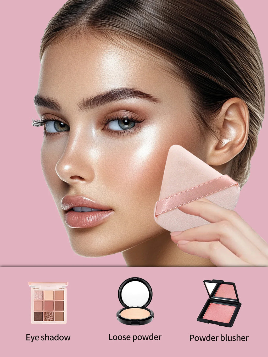 5-Pack Triangle Velvet Powder Puffs – Mini Reusable Makeup Sponges