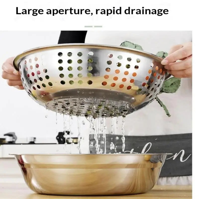 Stainless Steel Colander Rice Sieve Strainer Drain Basin
