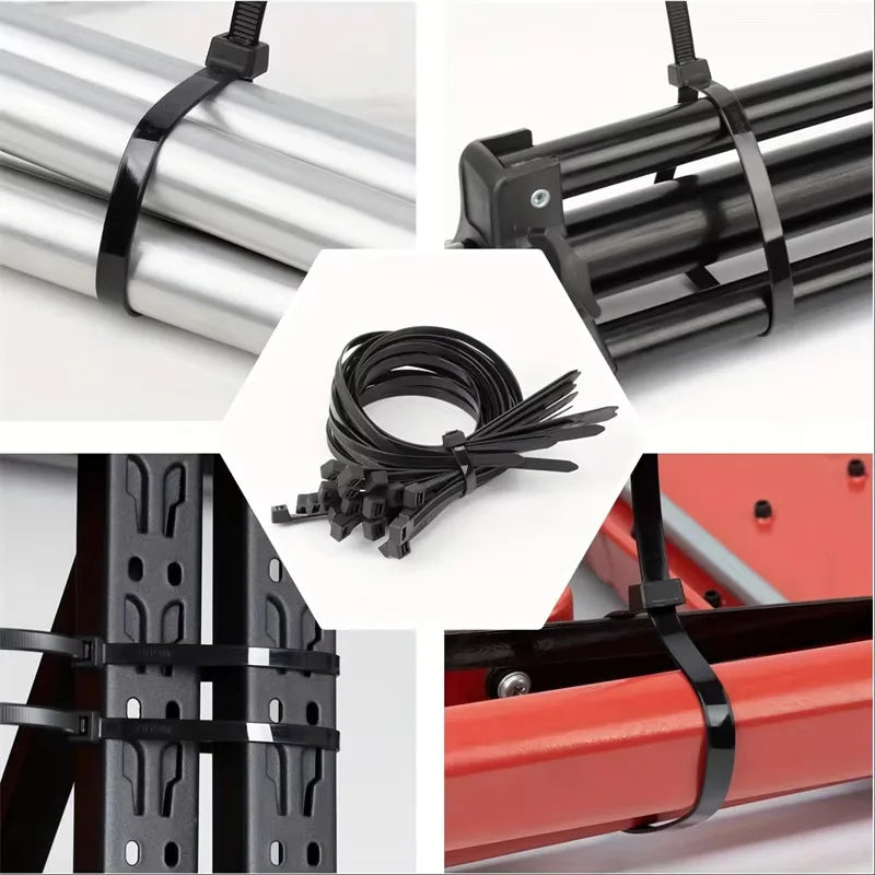 250pcs 8MM Heavy Duty Black Nylon Cable Zip Ties – Water Resistant