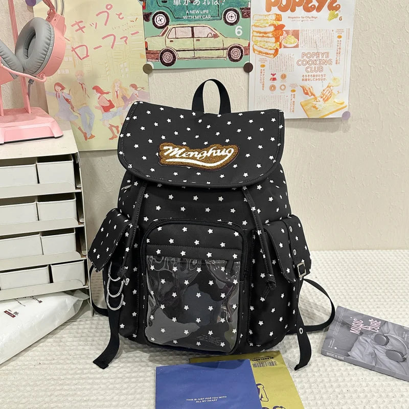 Korean Polka Dot Backpack – Large Cute School Bag for Girls