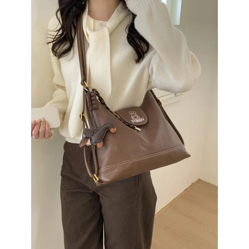 Retro Large Capacity PU Leather Tote Bag for Women