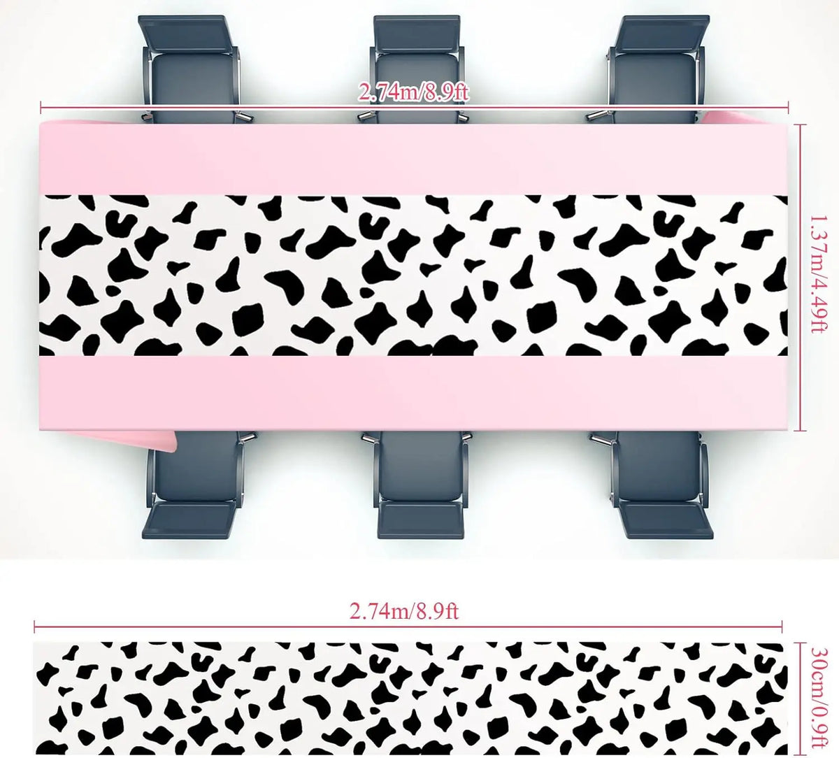 Pink Cow Print Disposable Party Tablecloth – 108" x 54"