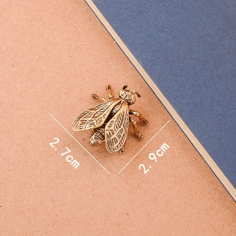 Brass Bee Figurine Miniature Antique Copper Desk Ornament