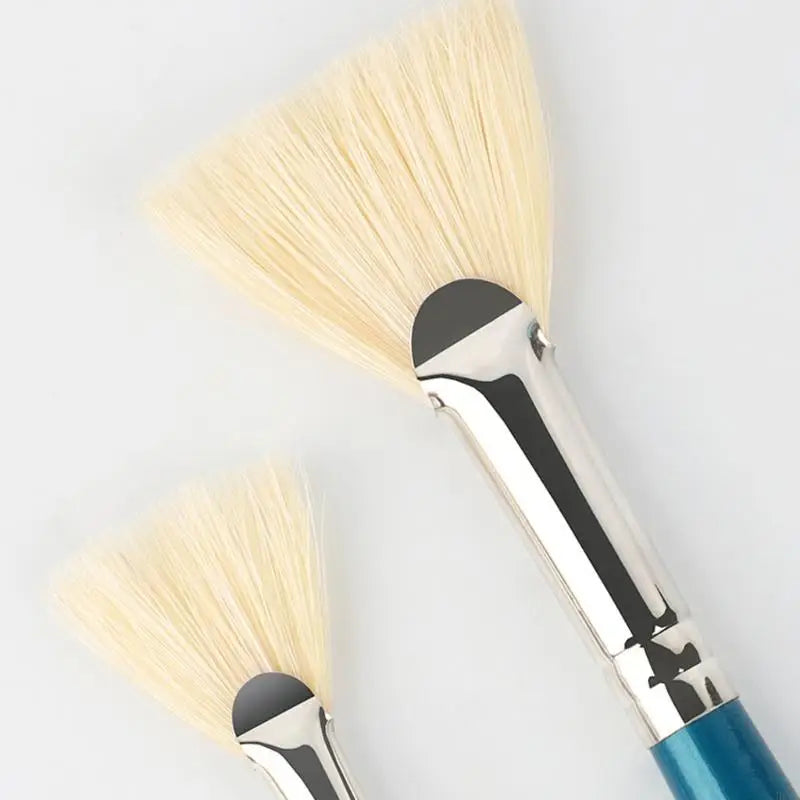 Pig Bristle Fan Paint Brush – Long Handle Artist Acrylic Brush