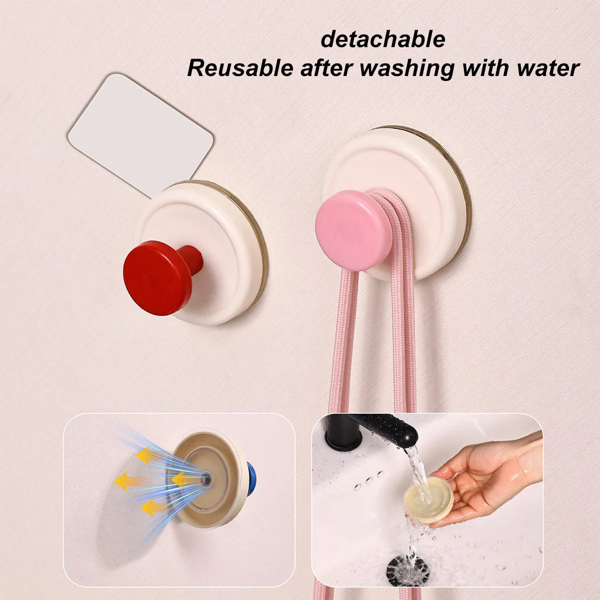 Colorful Suction Cup Hooks No-Drill Wall Hooks Bathroom Kitchen