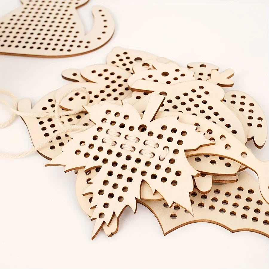 Animal Shape Wooden Embroidery Blanks – Pre-Drilled Cross Stitch