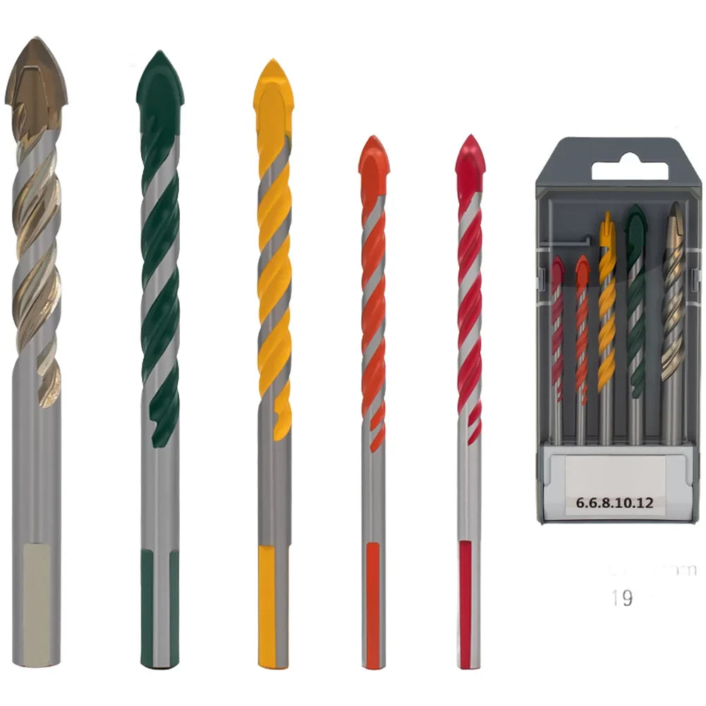 5-Pc Alloy Triangle Drill Bit Set – Tile, Concrete & Brick