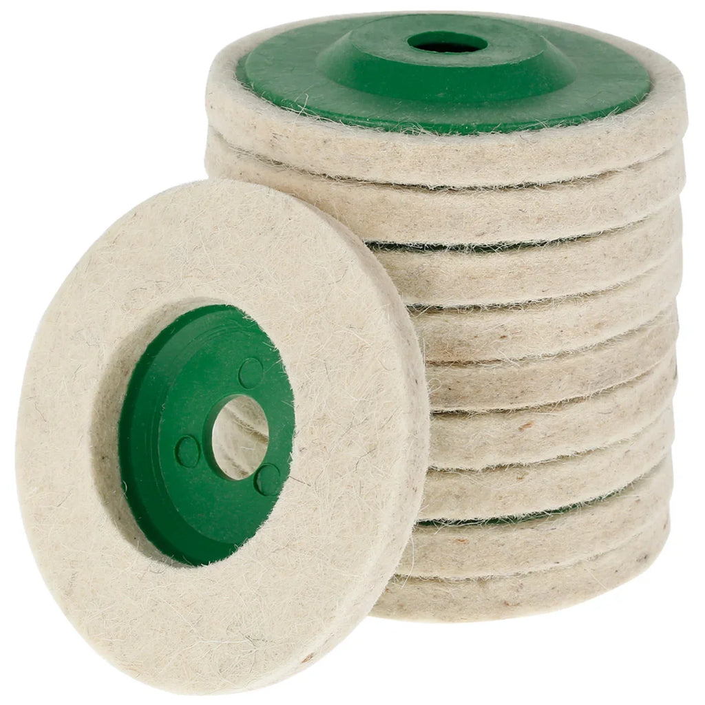 10Pcs 4" Wool Felt Buffing Pads for Angle Grinder Polishing