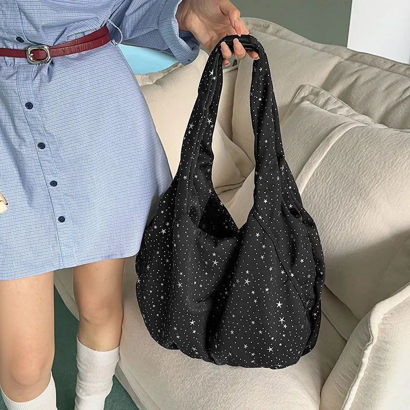 Korean Star Pattern Tote Bag – Large Shoulder Bag | Nixie