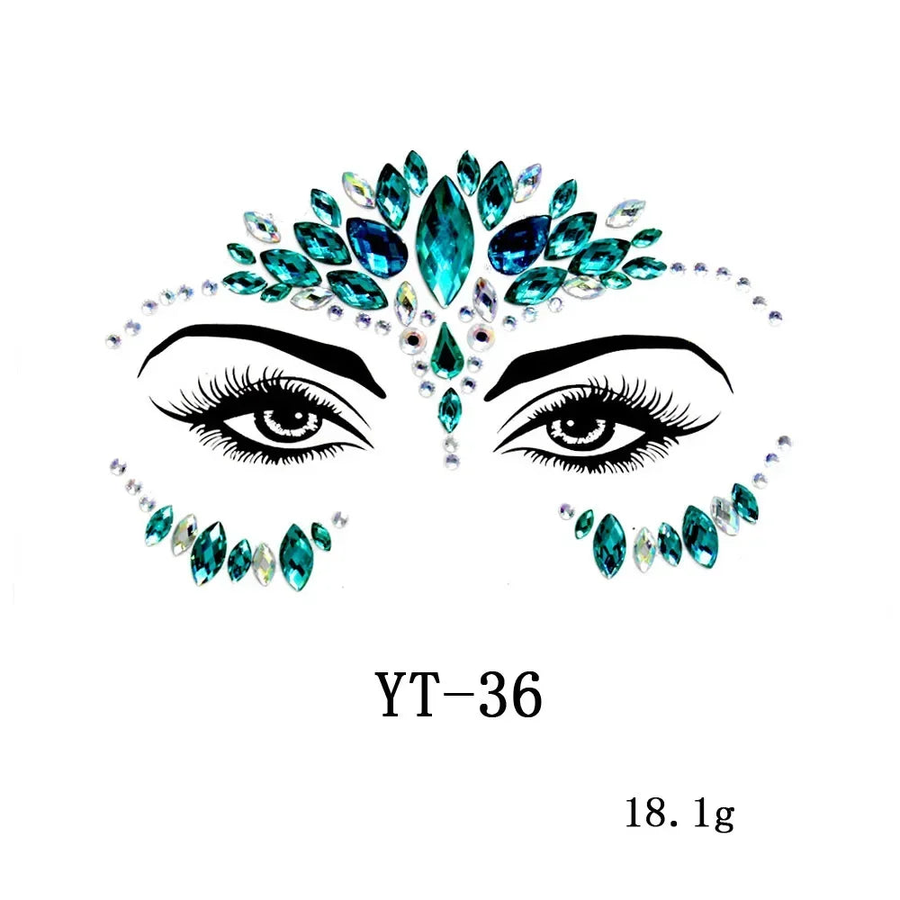 3D Crystal Rhinestone Face Stickers – Festival & Masquerade