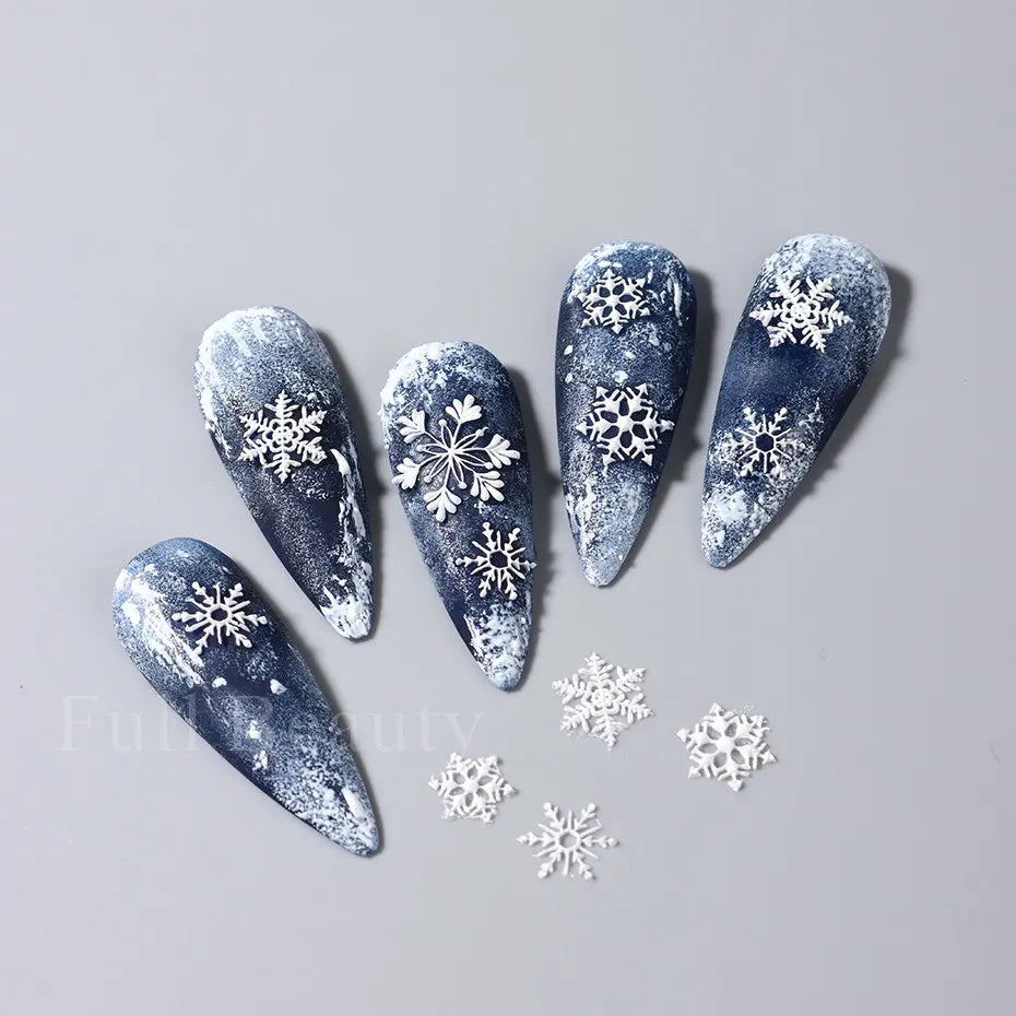 3D Silicone Nail Carving Mold – Snowflake & Winter Stamping Stencil