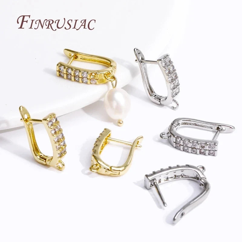 18K Gold Plated Zircon Earring Hook Clasps | DIY Jewelry Findings