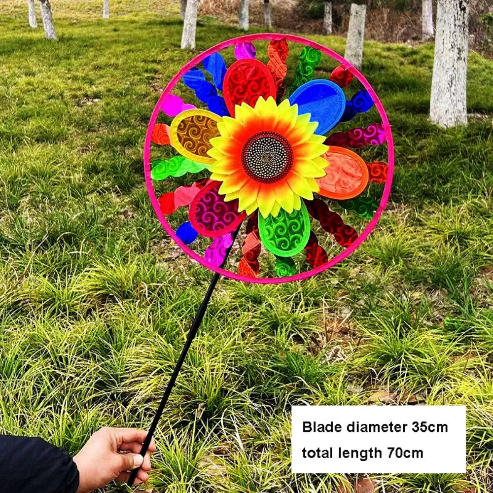 Sunflower Windmill Garden Pinwheel – Colorful Lawn Wind Spinner