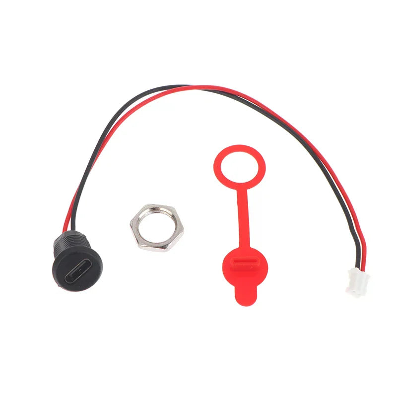 USB Type-C Female 2-Pin Charging Socket with Cap 5/8/10 Pack