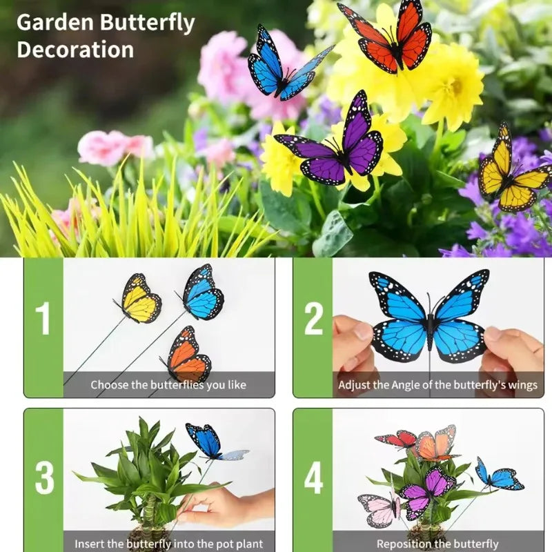 10pcs 3D Butterfly Garden Stakes – Yard & Flower Pot Decor