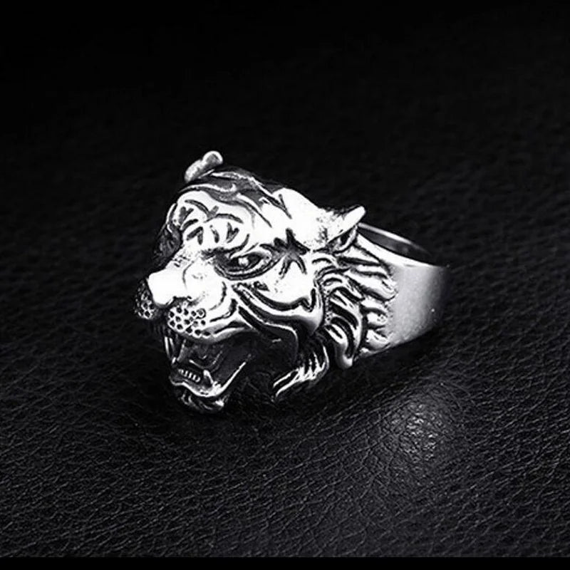 Tiger Head Adjustable Biker Ring | Zinc Alloy Retro Punk Style
