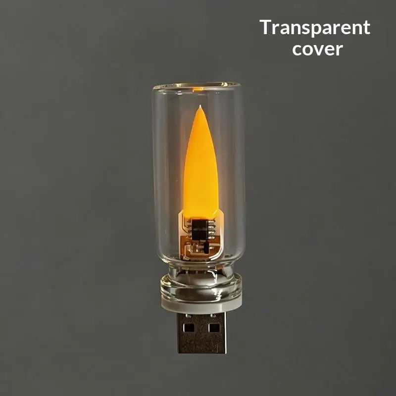 USB Flickering LED Glass Candle Night Light | Flame Effect