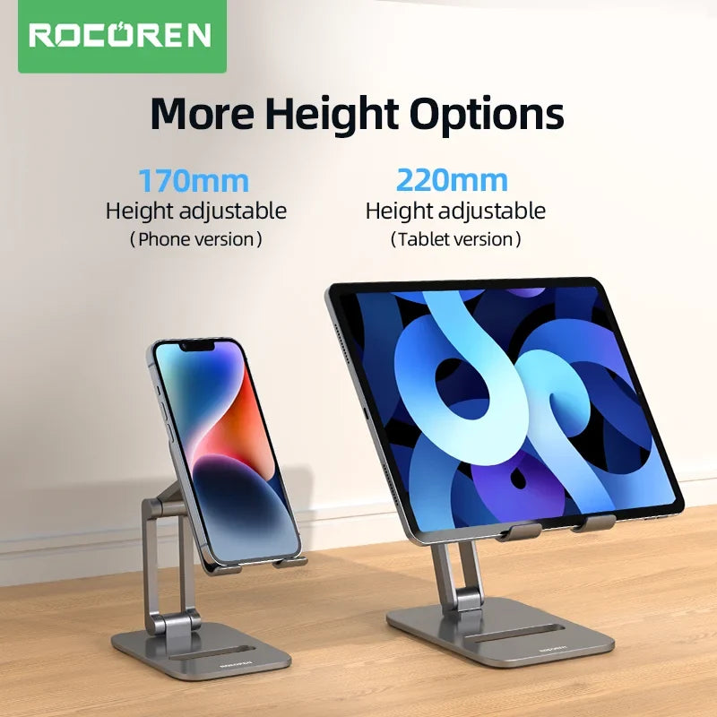 Rocoren Foldable Metal Phone & Tablet Desk Stand – Universal